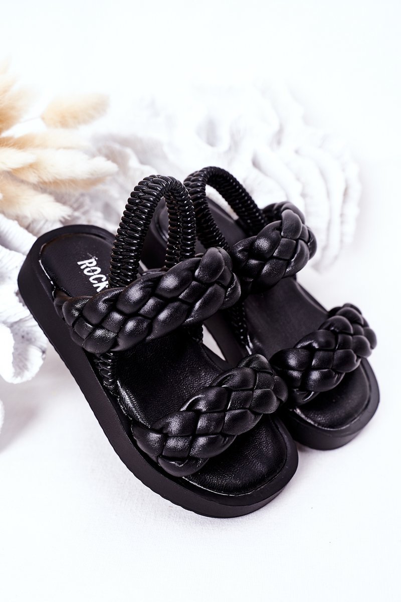 Children's Sandals With Drawstring Black Cutie-Pie