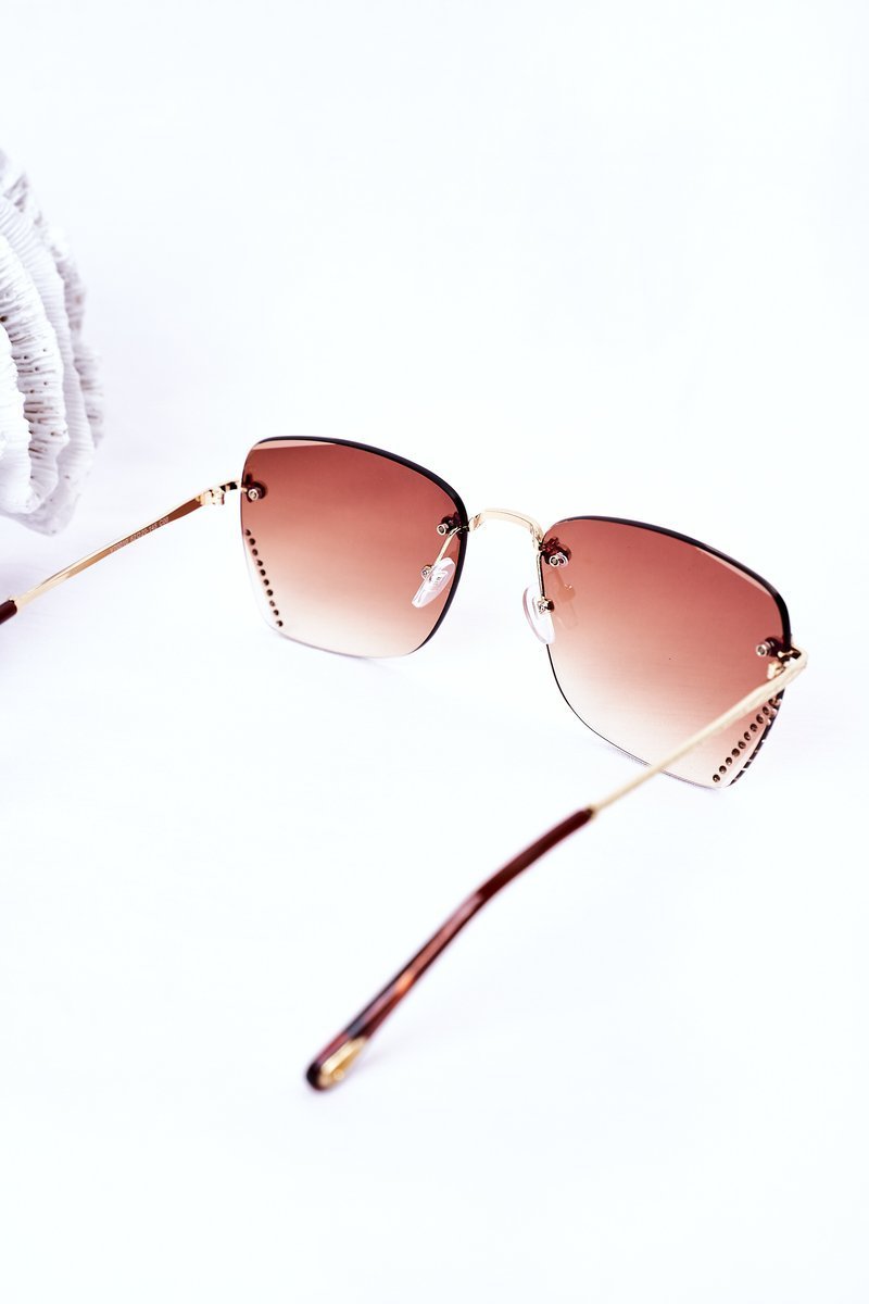 Sunglasses With Cubic Zirconia Brown Ombre