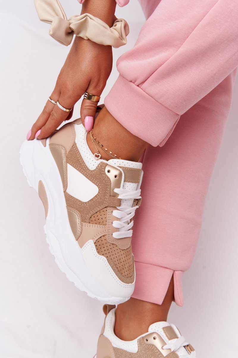 Women's Sneakers On A Chunky Sole Beige Yolo