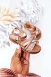 Children's Sandals With Sequins Gold Becky
