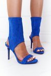 Sandals On A High Heel With Cubic Zirconia Lu Boo Blue